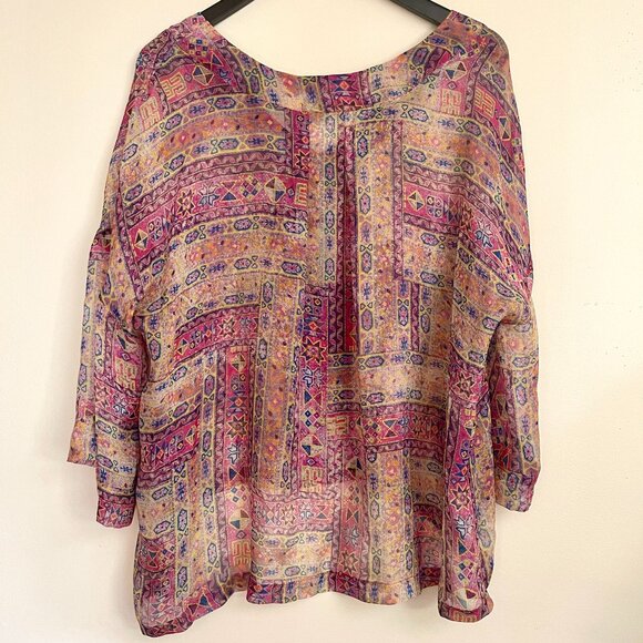 Gypsy 05 Global Village silk sheer comfy boho chic top, size large - Picture 2 of 5